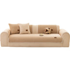 Sofa fitted with Coffee Fur & Haven SofaShield covers