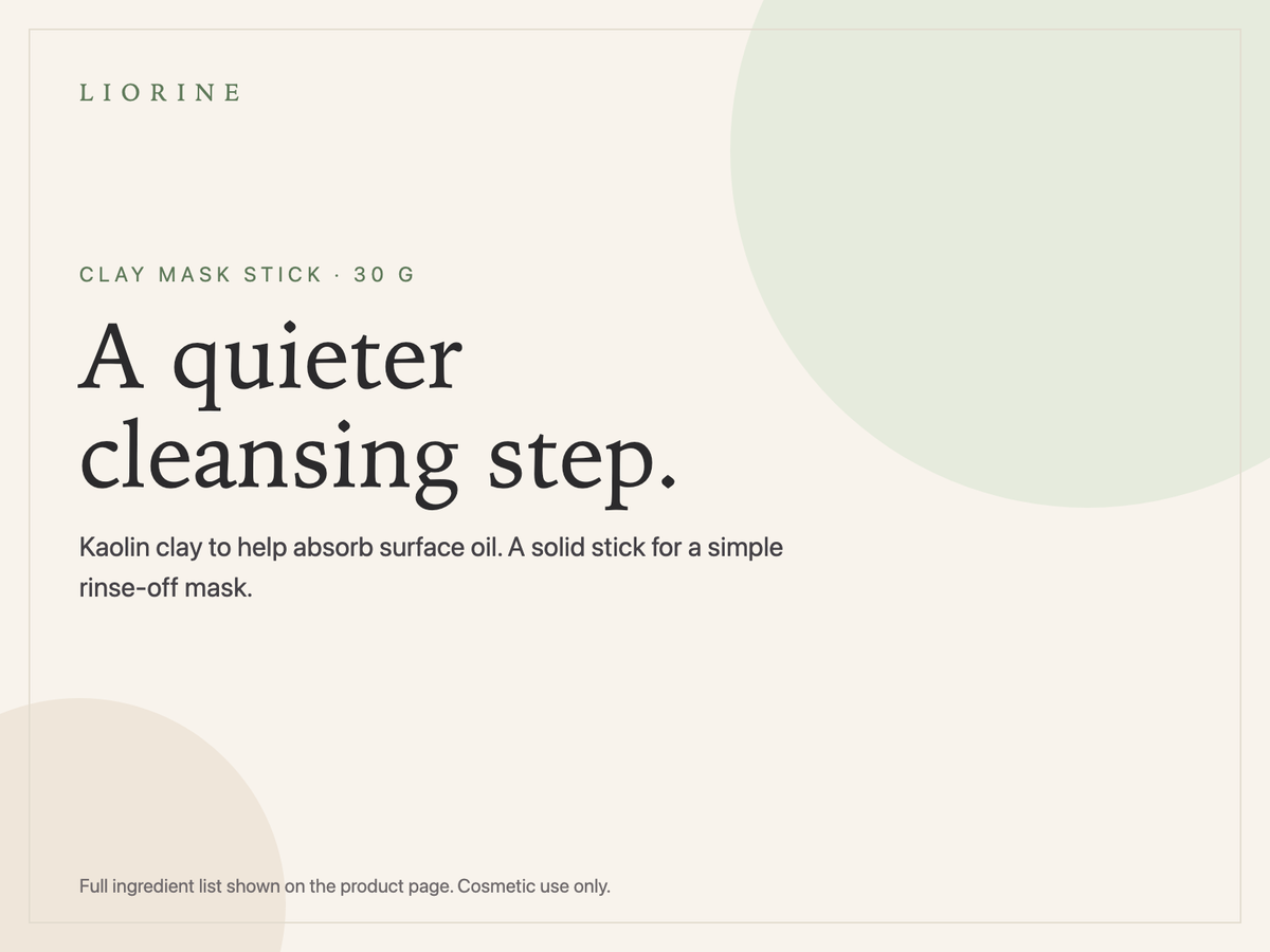 Liorine illustration: clay mask stick, 30 g, a quieter cleansing step